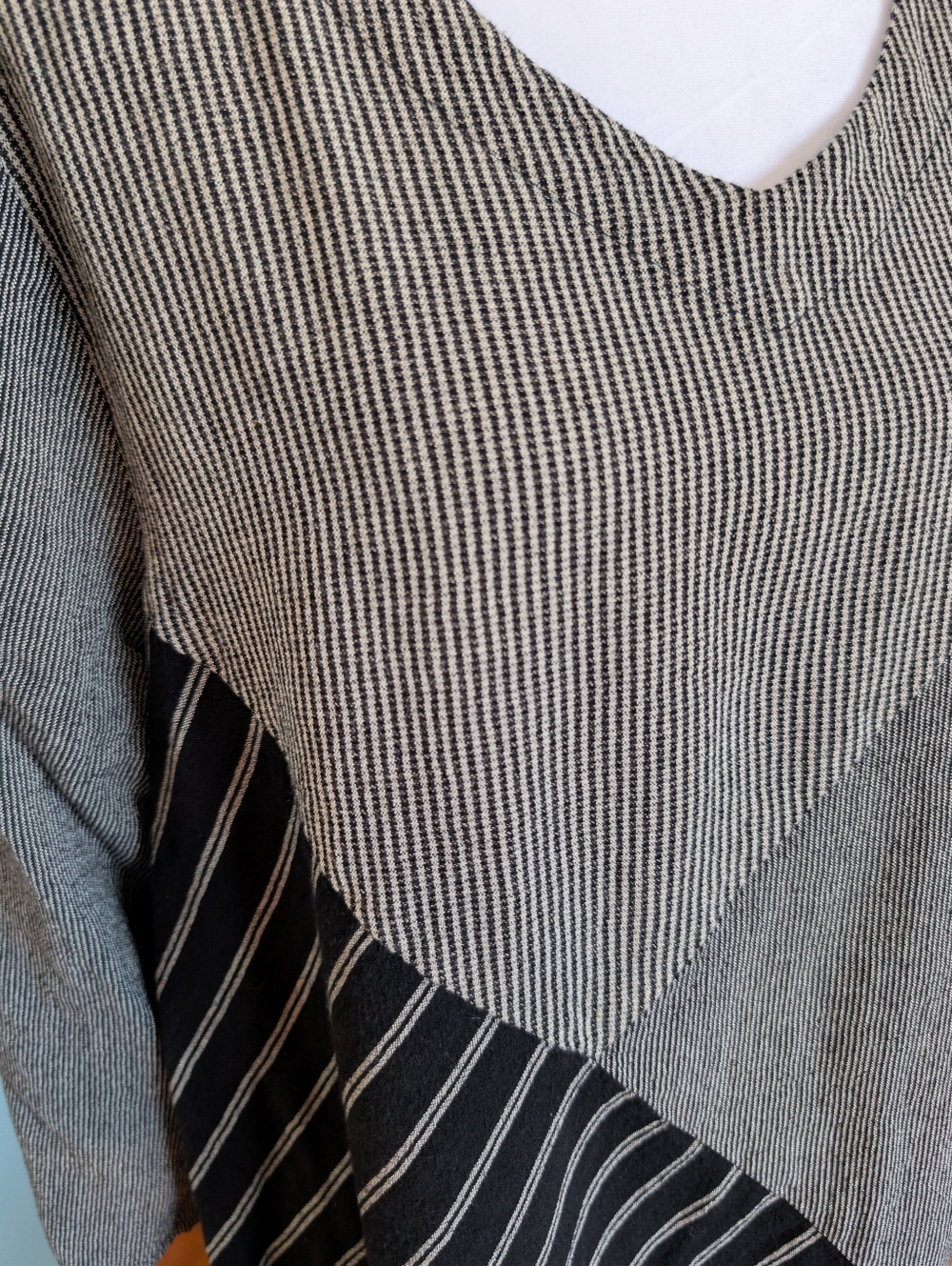 Artsy Patchwork Asymmetrical Top XL Avant Garde Minimalist Striped Gingham Tunic image 4